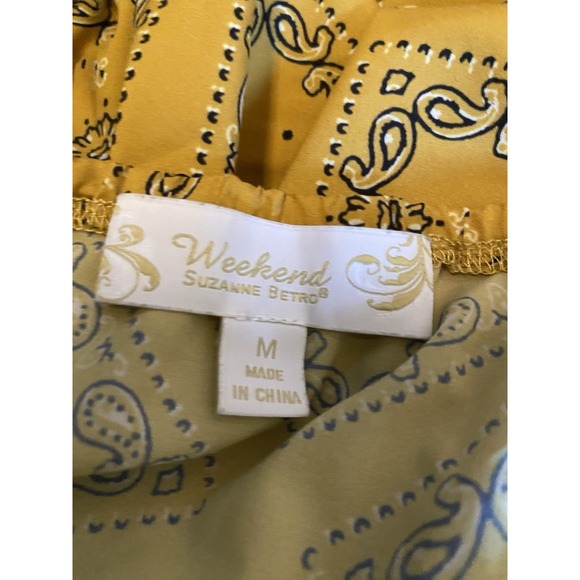 WEEKEND By Suzanne Betro Sleeveless Yellow Floral Print Blouse Sz Meduim - Picture 2 of 8